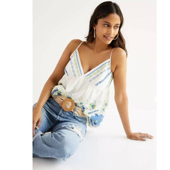 New Anthropologie x Forever That Girl Jordan Eyelet Babydoll Tank $118 Floral - Picture 2 of 5